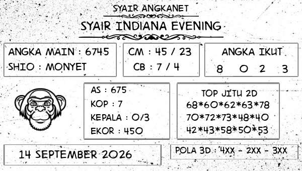 SYAIR ANGKANET - Syair Indiana Evening