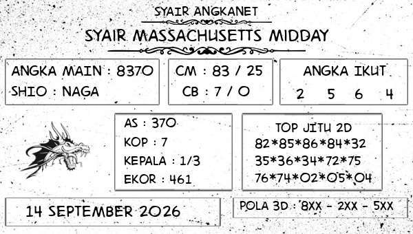 SYAIR ANGKANET - Syair Massachusetts Midday