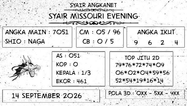 SYAIR ANGKANET - Syair Missouri Evening