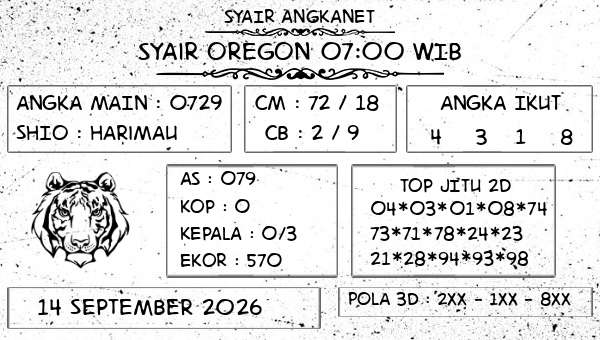 SYAIR ANGKANET - Syair Oregon 07:00 WIB