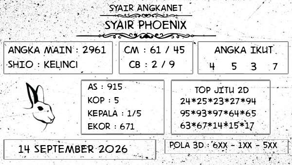 SYAIR ANGKANET - Syair Phoenix