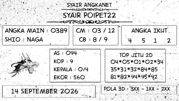 SYAIR ANGKANET - Syair Poipet22