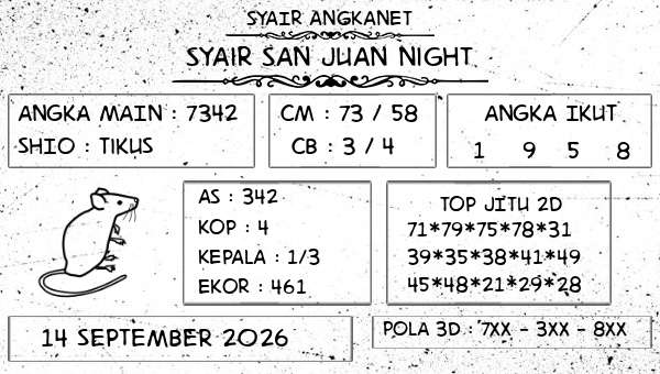 SYAIR ANGKANET - Syair San Juan Night