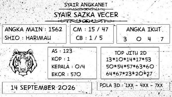 SYAIR ANGKANET - Syair Sazka Vecer