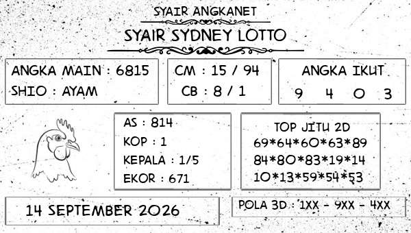 SYAIR ANGKANET - Syair Sydney Lotto