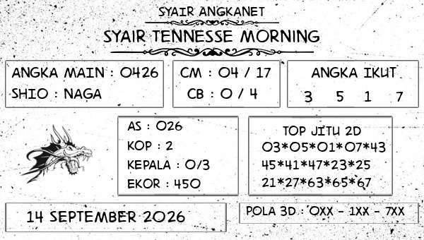 SYAIR ANGKANET - Syair Tennesse Morning