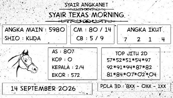 SYAIR ANGKANET - Syair Texas Morning