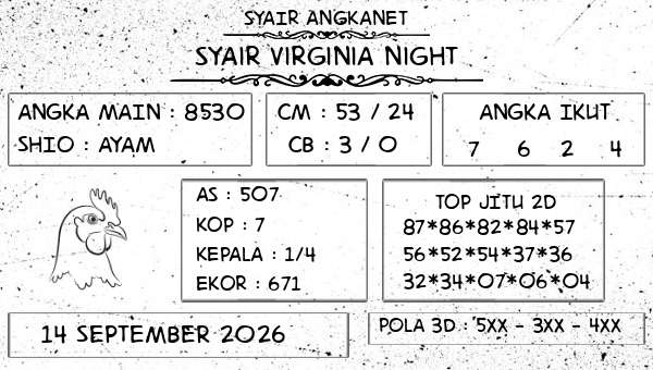 SYAIR ANGKANET - Syair Virginia Night