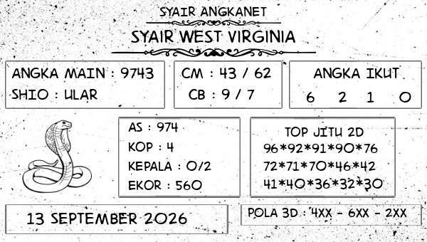 SYAIR ANGKANET - Syair West Virginia