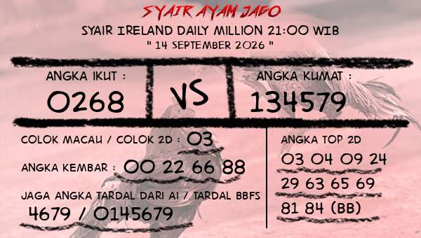  - Syair Ireland Daily Million 21:00 WIB