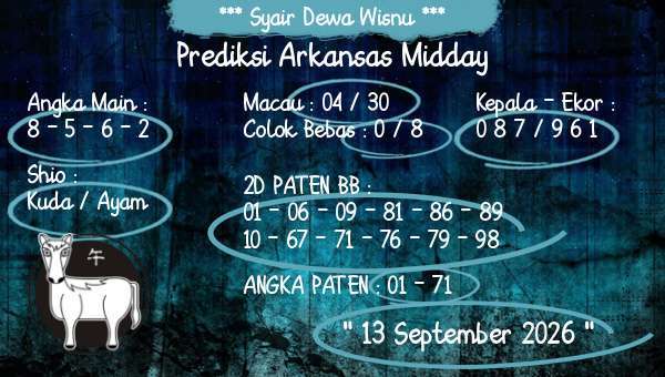 Syair Dewa Wisnu - Prediksi Arkansas Midday