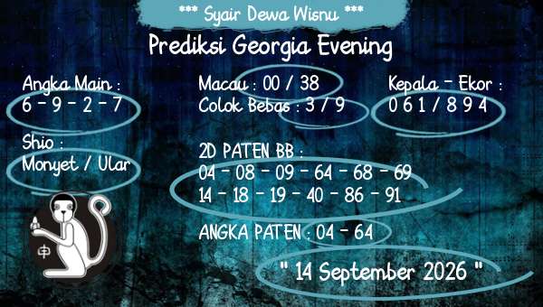 Syair Dewa Wisnu - Prediksi Georgia Evening