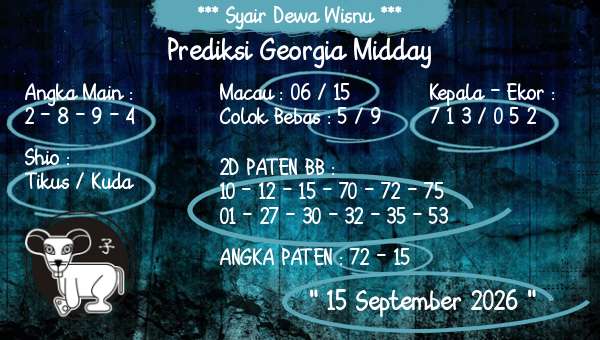 Syair Dewa Wisnu - Prediksi Georgia Midday