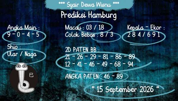 Syair Dewa Wisnu - Prediksi Hamburg