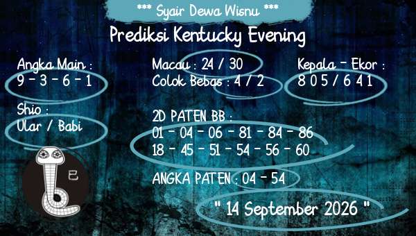 Syair Dewa Wisnu - Prediksi Kentucky Evening