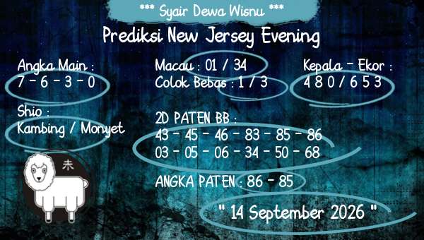Syair Dewa Wisnu - Prediksi New Jersey Evening