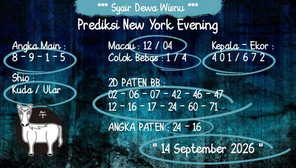Syair Dewa Wisnu - Prediksi New York Evening