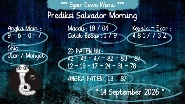 Syair Dewa Wisnu - Prediksi Salvador Morning