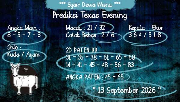 Syair Dewa Wisnu - Prediksi Texas Evening