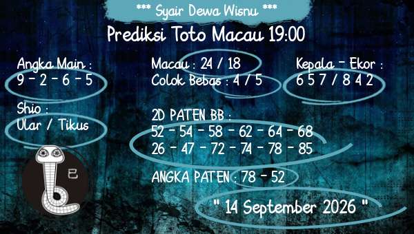 Syair Dewa Wisnu - Prediksi Toto Macau 19:00