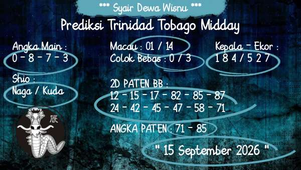 Syair Dewa Wisnu - Prediksi Trinidad Tobago Midday