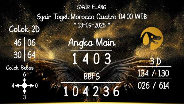 SYAIR ELANG - Syair Togel Morocco Quatro 04:00 WIB