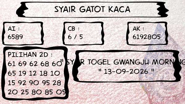 Syair Gatot Kaca - Syair Togel Gwangju Morning