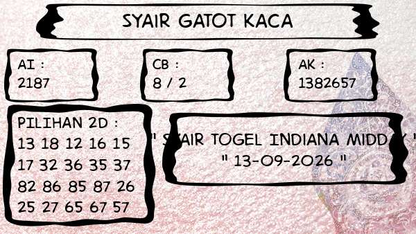 Syair Gatot Kaca - Syair Togel Indiana Midday