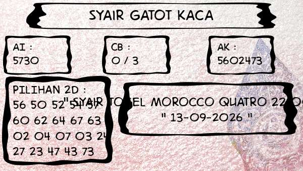 Syair Gatot Kaca - Syair Togel Morocco Quatro 22:00 WIB
