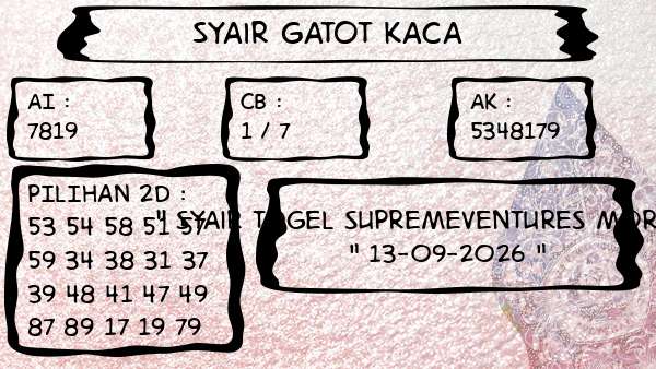 Syair Gatot Kaca - Syair Togel Supremeventures Morning