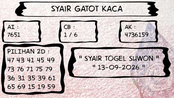 Syair Gatot Kaca - Syair Togel Suwon