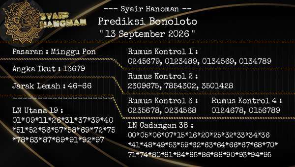 --- Syair Hanoman -- - Prediksi Bonoloto