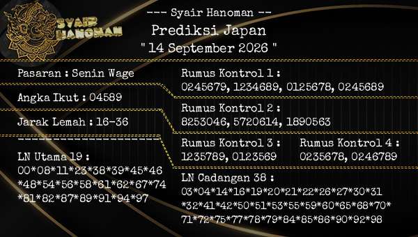 --- Syair Hanoman -- - Prediksi Japan