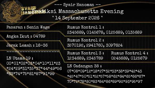 --- Syair Hanoman -- - Prediksi Massachusetts Evening