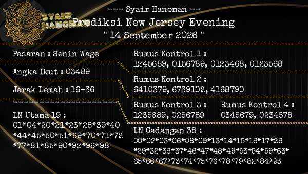 --- Syair Hanoman -- - Prediksi New Jersey Evening