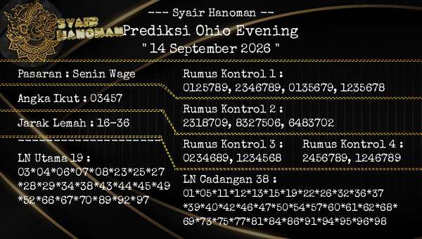 --- Syair Hanoman -- - Prediksi Ohio Evening