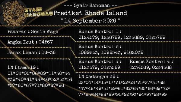 --- Syair Hanoman -- - Prediksi Rhode Island