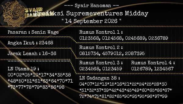 --- Syair Hanoman -- - Prediksi Supremeventures Midday