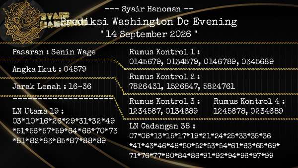 --- Syair Hanoman -- - Prediksi Washington Dc Evening