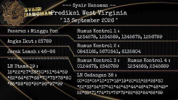 --- Syair Hanoman -- - Prediksi West Virginia