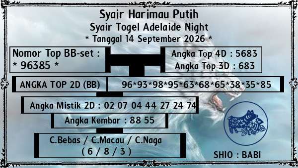 Syair Harimau Putih - Syair Togel Adelaide Night