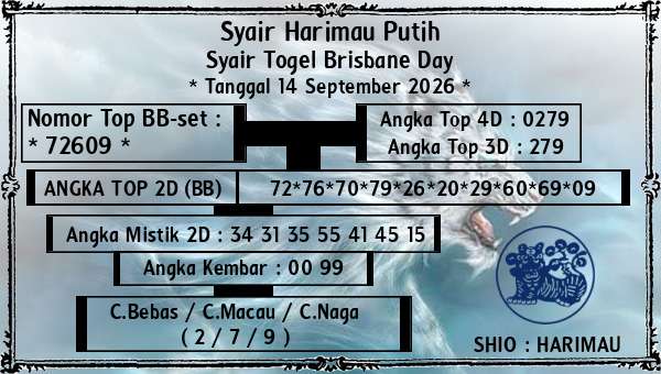 Syair Harimau Putih - Syair Togel Brisbane Day