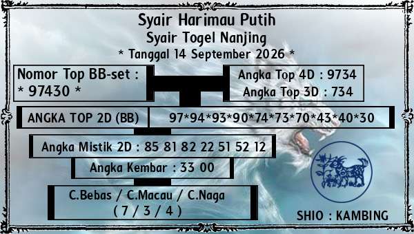 Syair Harimau Putih - Syair Togel Nanjing