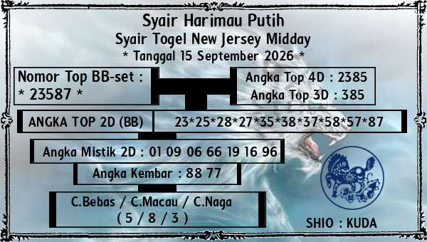 Syair Harimau Putih - Syair Togel New Jersey Midday