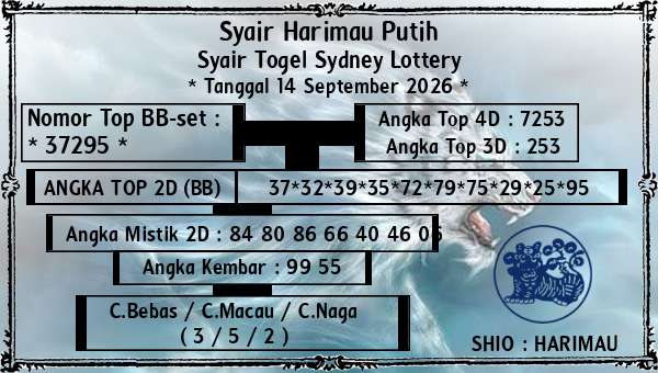 Syair Harimau Putih - Syair Togel Sydney Lottery