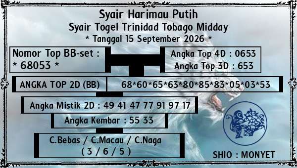 Syair Harimau Putih - Syair Togel Trinidad Tobago Midday