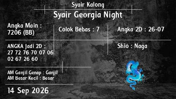 Syair Kalong - Syair Georgia Night