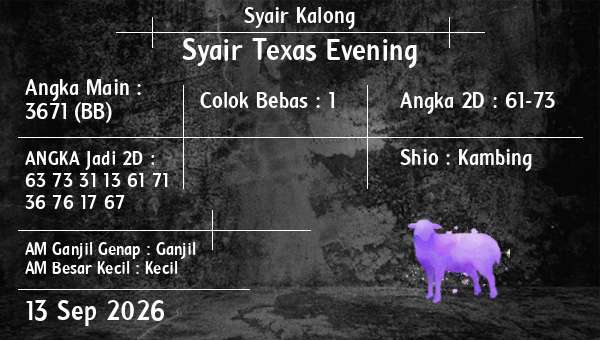 Syair Kalong - Syair Texas Evening