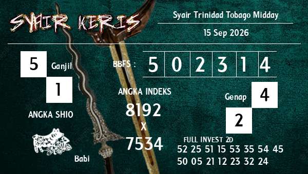  - Syair Trinidad Tobago Midday