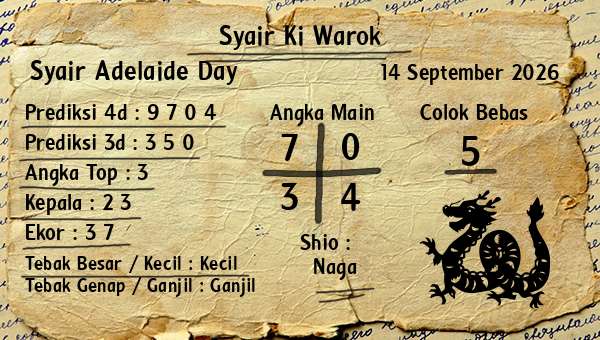 Syair Ki Warok - Syair Adelaide Day